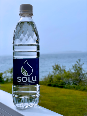PLA bottle of water. plant-based bottle